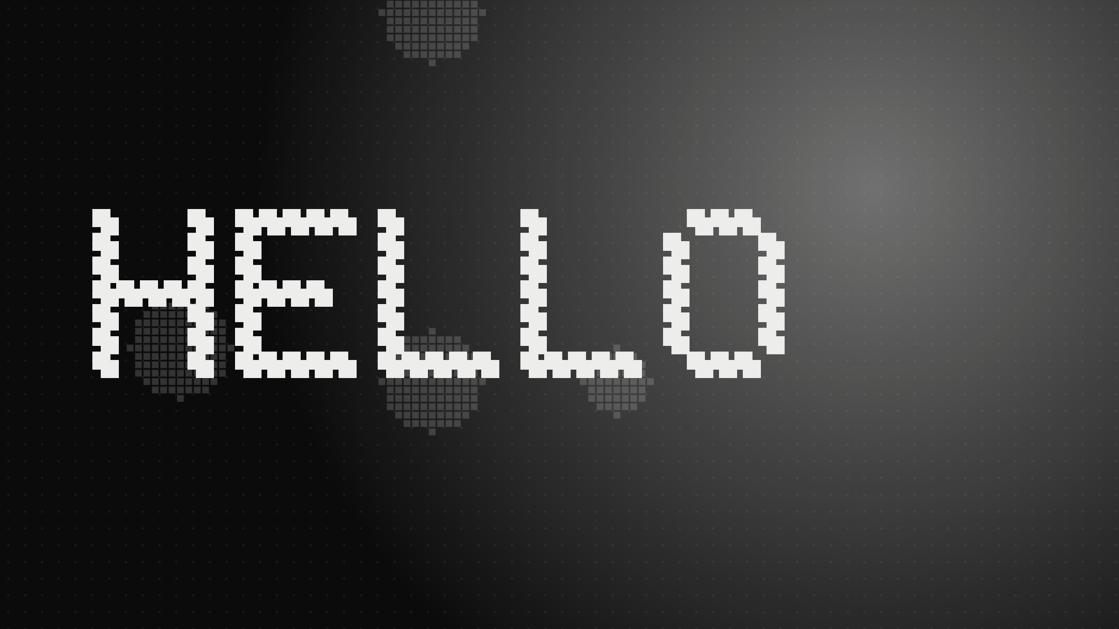 The word HELLO drawn in pixels